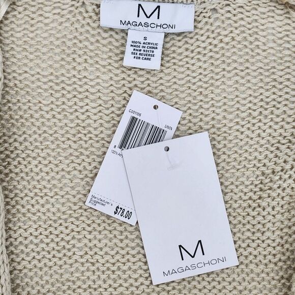 Magaschoni Long Cardigan Sweater Womens Size Small Open Front Clean Girl Boho - Picture 4 of 8